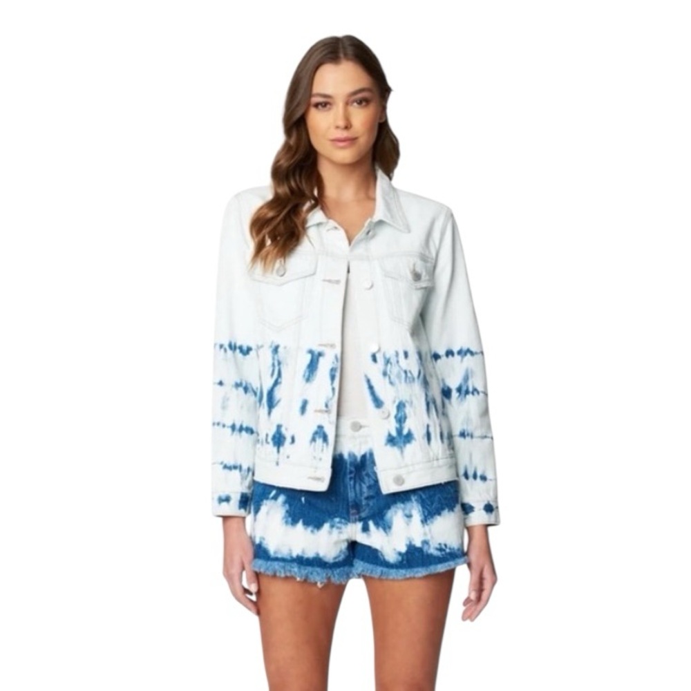 Blank NYC White Blue Tie Dye Manic Monday Jean Denim Jacket Women’s Size Medium